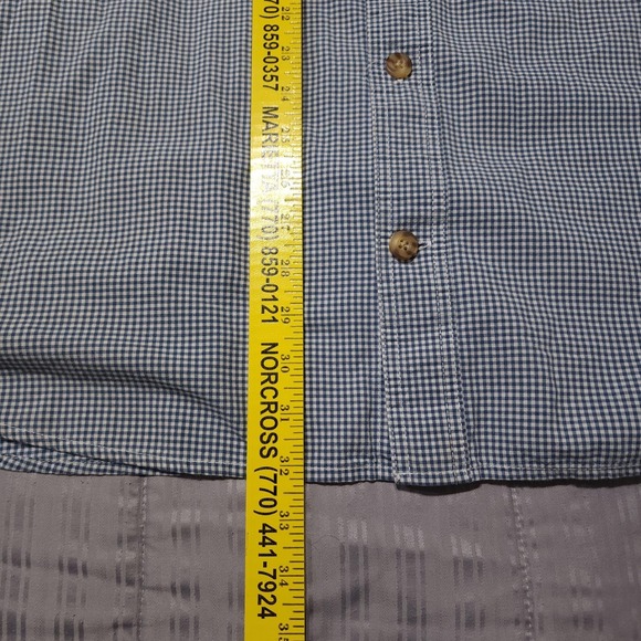 Duluth Trading Co Mens 2XL Shirt Blue Check Short Sleeve Button Down - Picture 9 of 10